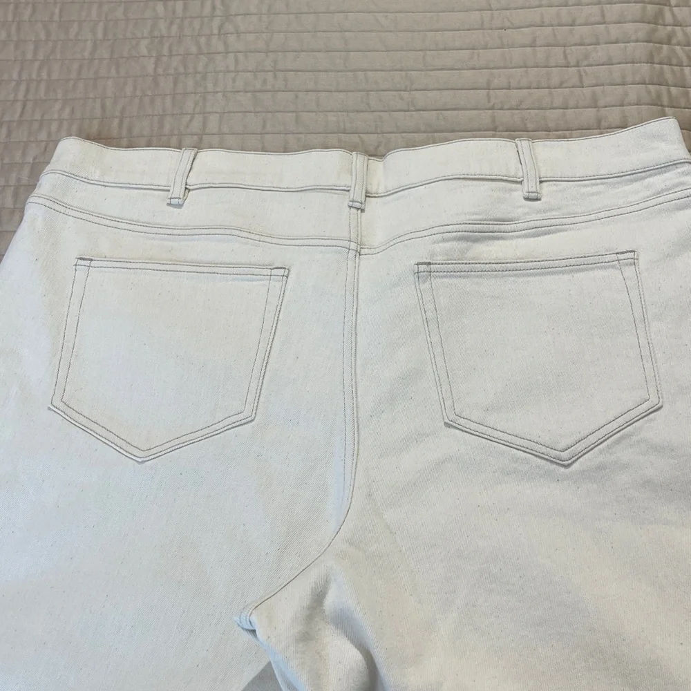 Lands' End Cream/OFF WHITE Denim Jeans WOMENS SIZE 22W CROPPED/ANKLE